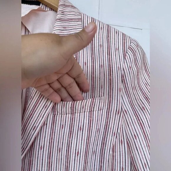 ATM Anthony Thomas Melillo Textured Linen Striped Schoolboy Blazer size 6 - Picture 5 of 14